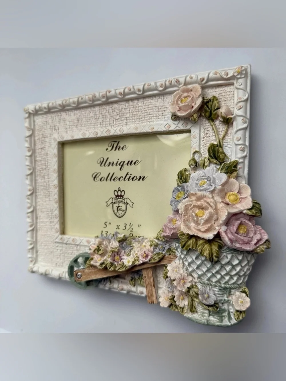 Turtle King Floral Flower Garden Wheelbarrow Photo Frame Vintage Cottagecore